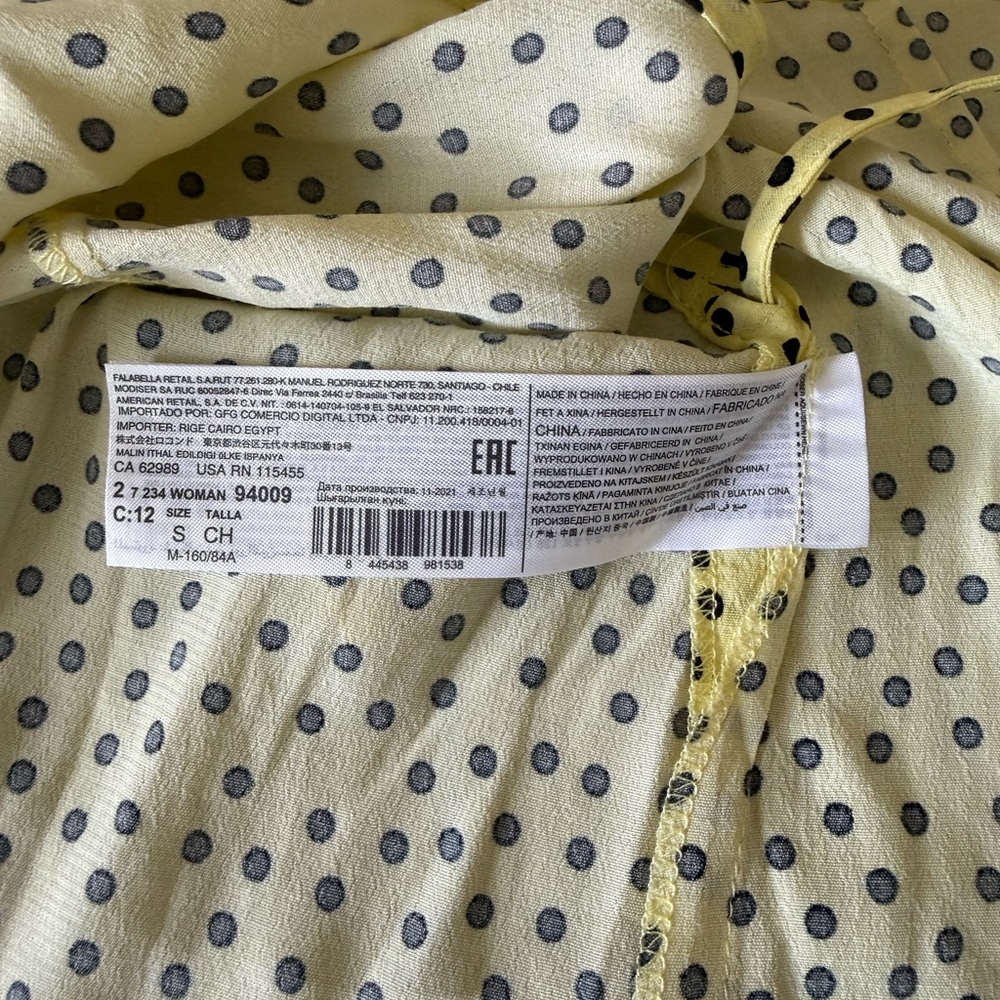 Mango Wrap Blouse Top Yellow Black Polka Dot 4 - Picture 6 of 6